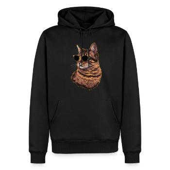 Sonnenbrill mit Katzenmotiv Havanna-Braun Geschenk - Männer Premium Bio Hoodie - Schwarz - Vorne - Nico (187cm)