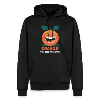 Lustiges Orangenfrucht Geschenk - Männer Premium Bio Hoodie - Schwarz - Vorne - Nico (187cm)
