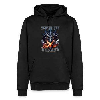 Année du Dragon 2024 - Astrologie Chinoise - Sweat à capuche Premium bio Homme - noir - Devant - Nico (187cm)