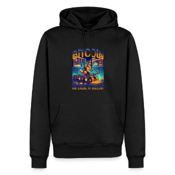 Bitcoin Kryptowährung BTC Satoshi Nakamoto - Männer Premium Bio Hoodie - Schwarz - Vorne - Nico (187cm)