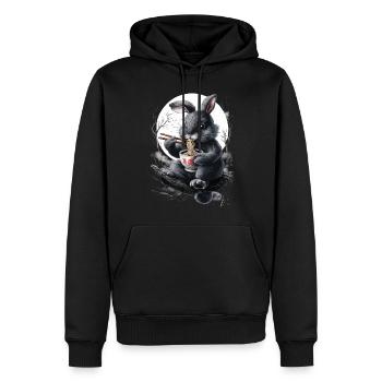Hase - Männer Premium Bio Hoodie - Schwarz - Vorne - Nico (187cm)