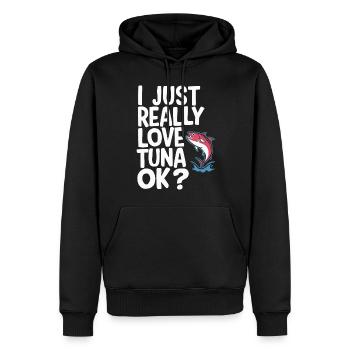 Thunfisch - Männer Premium Bio Hoodie - Schwarz - Vorne - Nico (187cm)