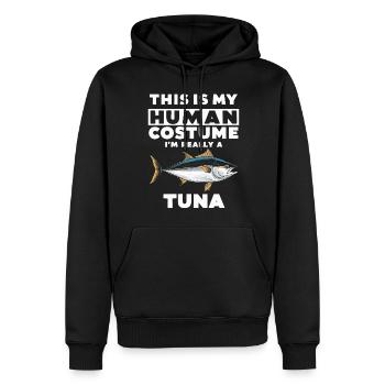 Thunfisch - Männer Premium Bio Hoodie - Schwarz - Vorne - Nico (187cm)