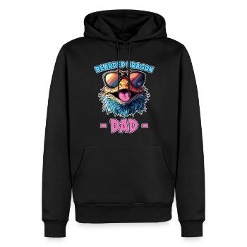 Dragon barbu disant papa drôle dragon barbu cadeau - Sweat à capuche Premium bio Homme - noir - Devant - Nico (187cm)