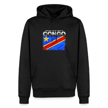 Kongo - Männer Premium Bio Hoodie - Schwarz - Vorne - Nico (187cm)