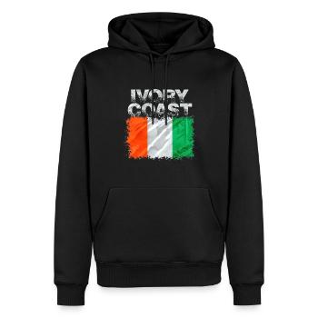 Côte d’Ivoire - Sweat à capuche Premium bio Homme - noir - Devant - Nico (187cm)