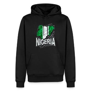 Nigéria - Sweat à capuche Premium bio Homme - noir - Devant - Nico (187cm)