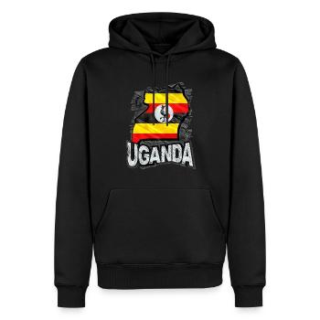 Uganda - Männer Premium Bio Hoodie - Schwarz - Vorne - Nico (187cm)