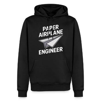 Avion en papier disant blague Avion en papier cadeau - Sweat à capuche Premium bio Homme - noir - Devant - Nico (187cm)