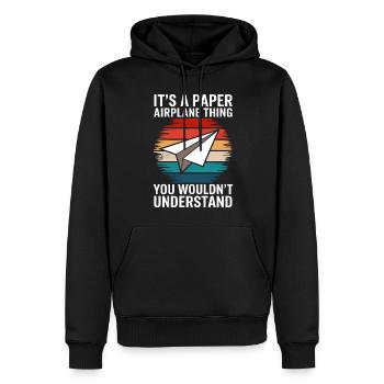 Papierflieger Spruch Witz Papierflugzeug Geschenk - Männer Premium Bio Hoodie - Schwarz - Vorne - Nico (187cm)