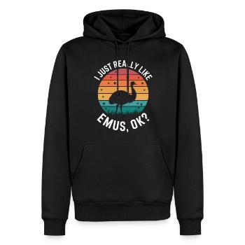 Emu Dire Australie Emus Drôle Cadeau D’émeu - Sweat à capuche Premium bio Homme - noir - Devant - Nico (187cm)