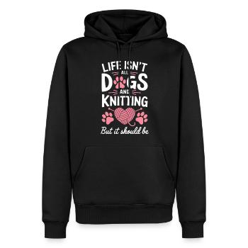 Stricken Spruch Hunde Lustiges Stricken Geschenk - Männer Premium Bio Hoodie - Schwarz - Vorne - Nico (187cm)