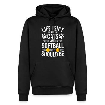 Softball Spruch Katzen Lustiges Softball Geschenk - Männer Premium Bio Hoodie - Schwarz - Vorne - Nico (187cm)