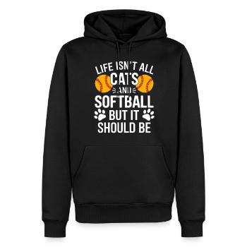 Softball Spruch Katzen Lustiges Softball Geschenk - Männer Premium Bio Hoodie - Schwarz - Vorne - Nico (187cm)
