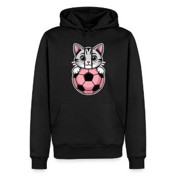 Soccer Girl Cat Drôle Joueur de Football Cadeau - Sweat à capuche Premium bio Homme - noir - Devant - Nico (187cm)