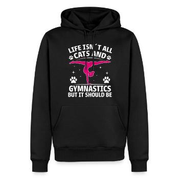 Turnen Spruch Katzen Lustiges Turnen Geschenk - Männer Premium Bio Hoodie - Schwarz - Vorne - Nico (187cm)
