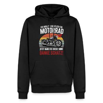 Motorrad Geschenk Shirt – Lustiger Spruch Biker - Männer Premium Bio Hoodie - Schwarz - Vorne - Nico (187cm)
