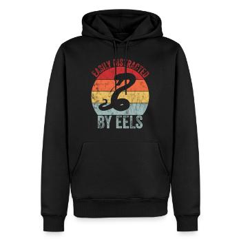 Distrait par les anguilles - Sweat à capuche Premium bio Homme - noir - Devant - Nico (187cm)
