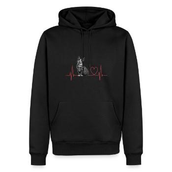 Katzen Herzschlag Geschenk - Männer Premium Bio Hoodie - Schwarz - Vorne - Nico (187cm)