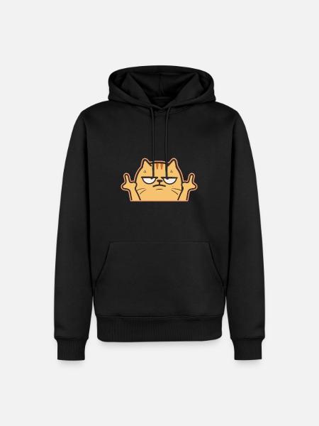 Middle Finger Cat - Men’s Premium Organic Hoodie - black