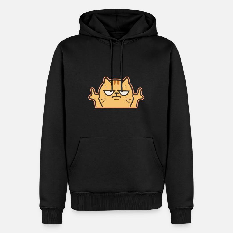 Mittelfinger Katze - Männer Premium Bio Hoodie - Schwarz