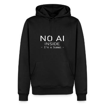 NO AI INSIDE - Sweat à capuche Premium bio Homme - noir - Devant - Nico (187cm)