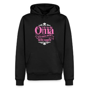 Ich bin die Oma, ich muss nicht Geschenk - Männer Premium Bio Hoodie - Schwarz - Vorne - Nico (187cm)