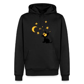 Chaton aux étoiles - Sweat à capuche Premium bio Homme - noir - Devant - Nico (187cm)