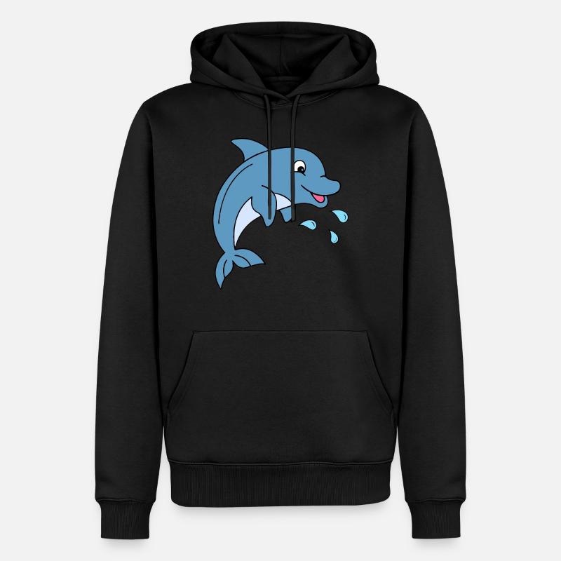 Dauphin avec des gouttes d'eau - Sweat à capuche Premium bio Homme - noir
