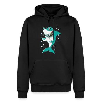 Requin à Bretelles - Sweat à capuche Premium bio Homme - noir - Devant - Nico (187cm)