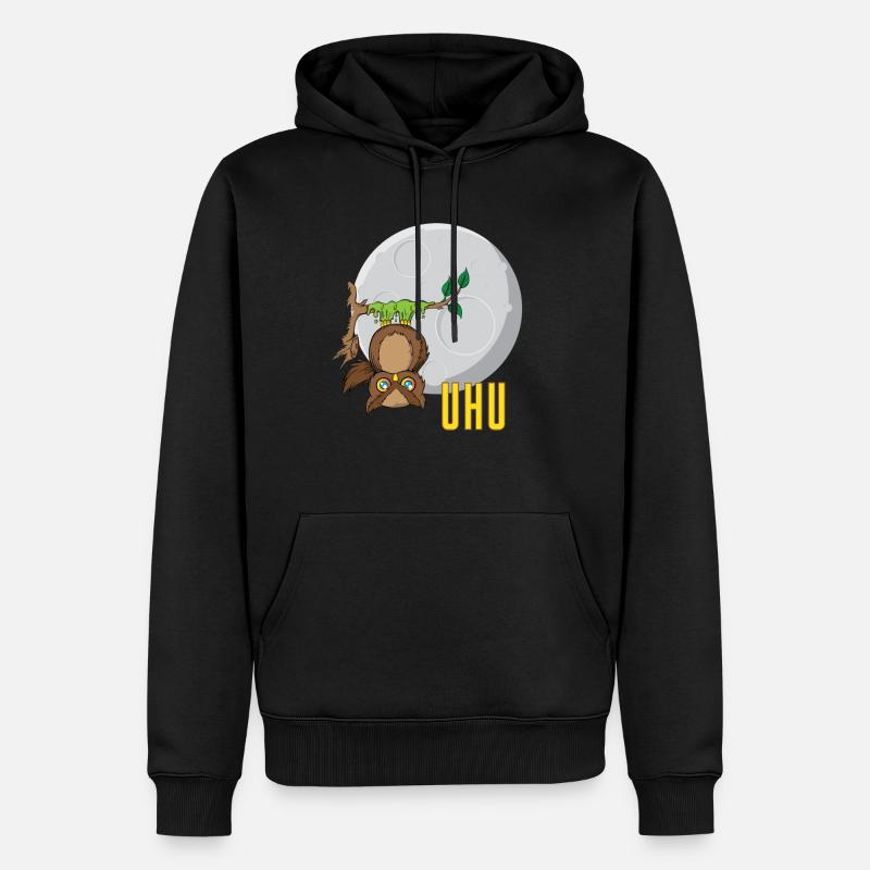 Eule vor Mond - Männer Premium Bio Hoodie - Schwarz