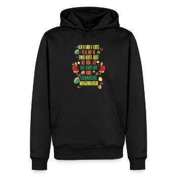 zweideutige Sprüche / Flutschfinger & Leckmuschel - Männer Premium Bio Hoodie - Schwarz - Vorne - Nico (187cm)