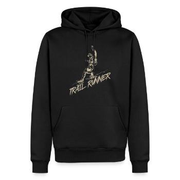 Trail runner jogging sur la montagne - Sweat à capuche Premium bio Homme - noir - Devant - Nico (187cm)
