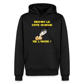 Logo Raclette - Männer Premium Bio Hoodie - Schwarz - Vorne - Nico (187cm)