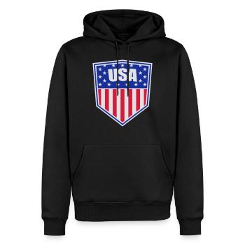 text letters shield emblem emblem usa united state - Men’s Premium Organic Hoodie - black - Front - Nico (187cm)