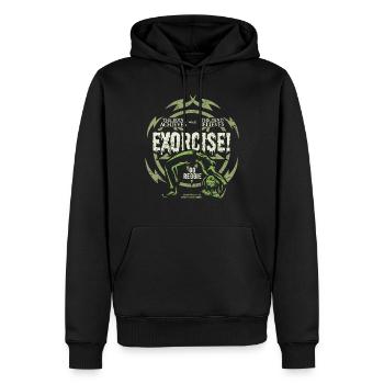 Funny Gym T Shirt Exorcise! für Horror Film Fans - Männer Premium Bio Hoodie - Schwarz - Vorne - Nico (187cm)