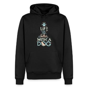La vie est meilleure avec un chien - Sweat à capuche Premium bio Homme - noir - Devant - Nico (187cm)