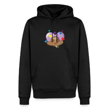 Paresseux amoureux - Sweat à capuche Premium bio Homme - noir - Devant - Nico (187cm)