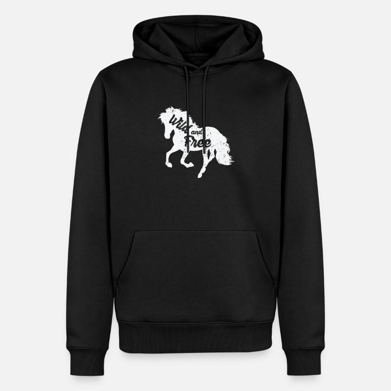 Cheval "sauvage et libre" - Sweat à capuche Premium bio Homme - noir