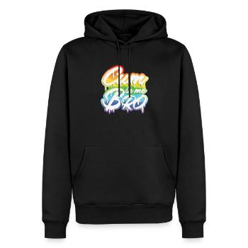 Gay « Cum in Me Bro » - Sweat à capuche Premium bio Homme - noir - Devant - Nico (187cm)
