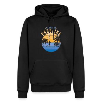Stand up paddle vacances sous les palmiers - Sweat à capuche Premium bio Homme - noir - Devant - Nico (187cm)