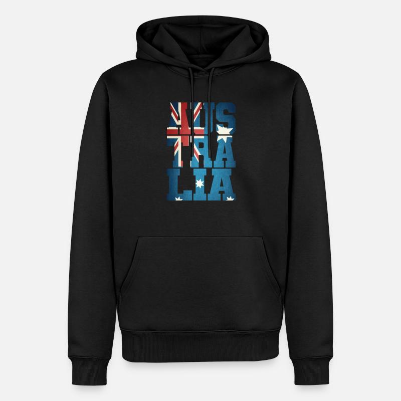 Australie avec drapeau - Sweat à capuche Premium bio Homme - noir