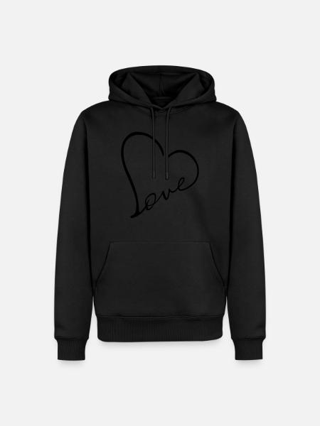 Liebe Herz Herz - Männer Premium Bio Hoodie - Schwarz