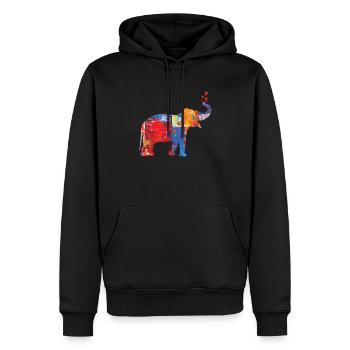 Éléphant Art comme toile - Sweat à capuche Premium bio Homme - noir - Devant - Nico (187cm)