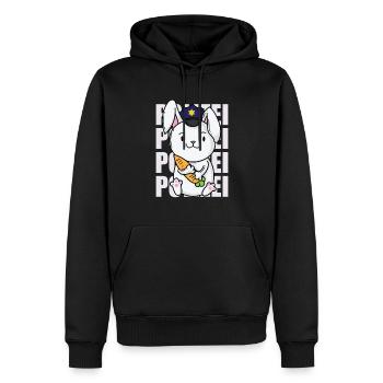 Polizei Hase mit Polizeimütze Kaninchen - Männer Premium Bio Hoodie - Schwarz - Vorne - Nico (187cm)