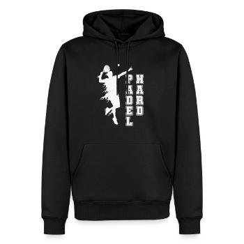 Padel Hard Tennis Sport et balle - Sweat à capuche Premium bio Homme - noir - Devant - Nico (187cm)
