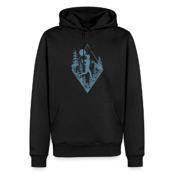 Trail dans la forêt - Sweat à capuche Premium bio Homme - noir - Devant - Nico (187cm)