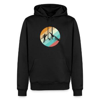 Trail en dehors de la route - Sweat à capuche Premium bio Homme - noir - Devant - Nico (187cm)