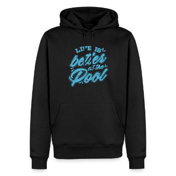 Natation Life is Better at the Pool - Sweat à capuche Premium bio Homme - noir - Devant - Nico (187cm)