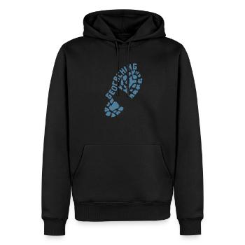Geocaching Fußabdruck Schuh - Männer Premium Bio Hoodie - Schwarz - Vorne - Nico (187cm)